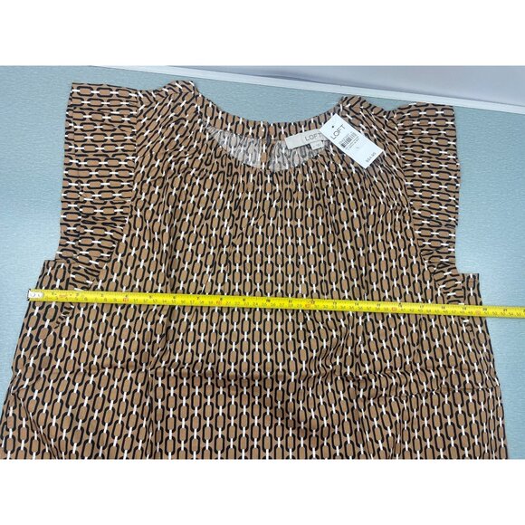 LOFT WOMEN GEO FLUTTER SLEEVE TOP LARGE - Picture 4 of 16